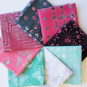 Tie One On Ventura fat quarter bundle of 8 batiks Blue Nickel Studios